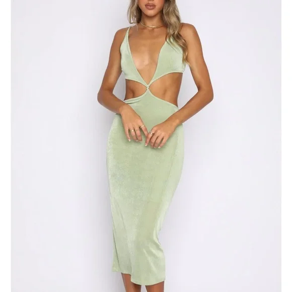 White Fox Boutique | Dresses | Sage Cut Out Midi Dress M | Poshmark